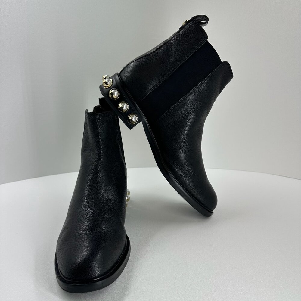 Louise et Cie Valtina Pearl Heel Chelsea Boots Women US 9M Pebbled Leather Black - Picture 2 of 13